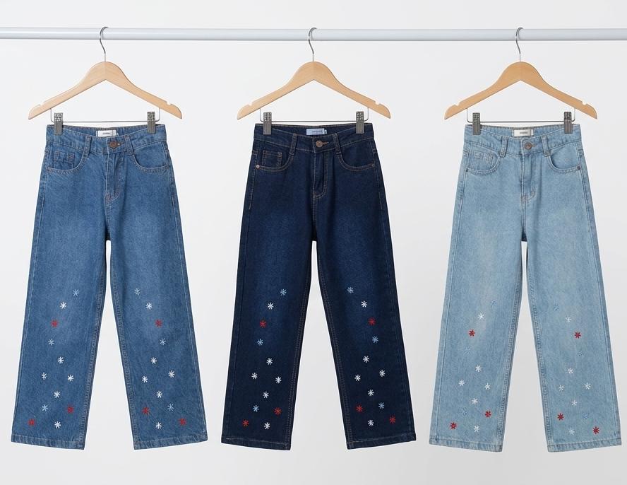Girls Embroidered Wide-Leg Denim Pant ✨