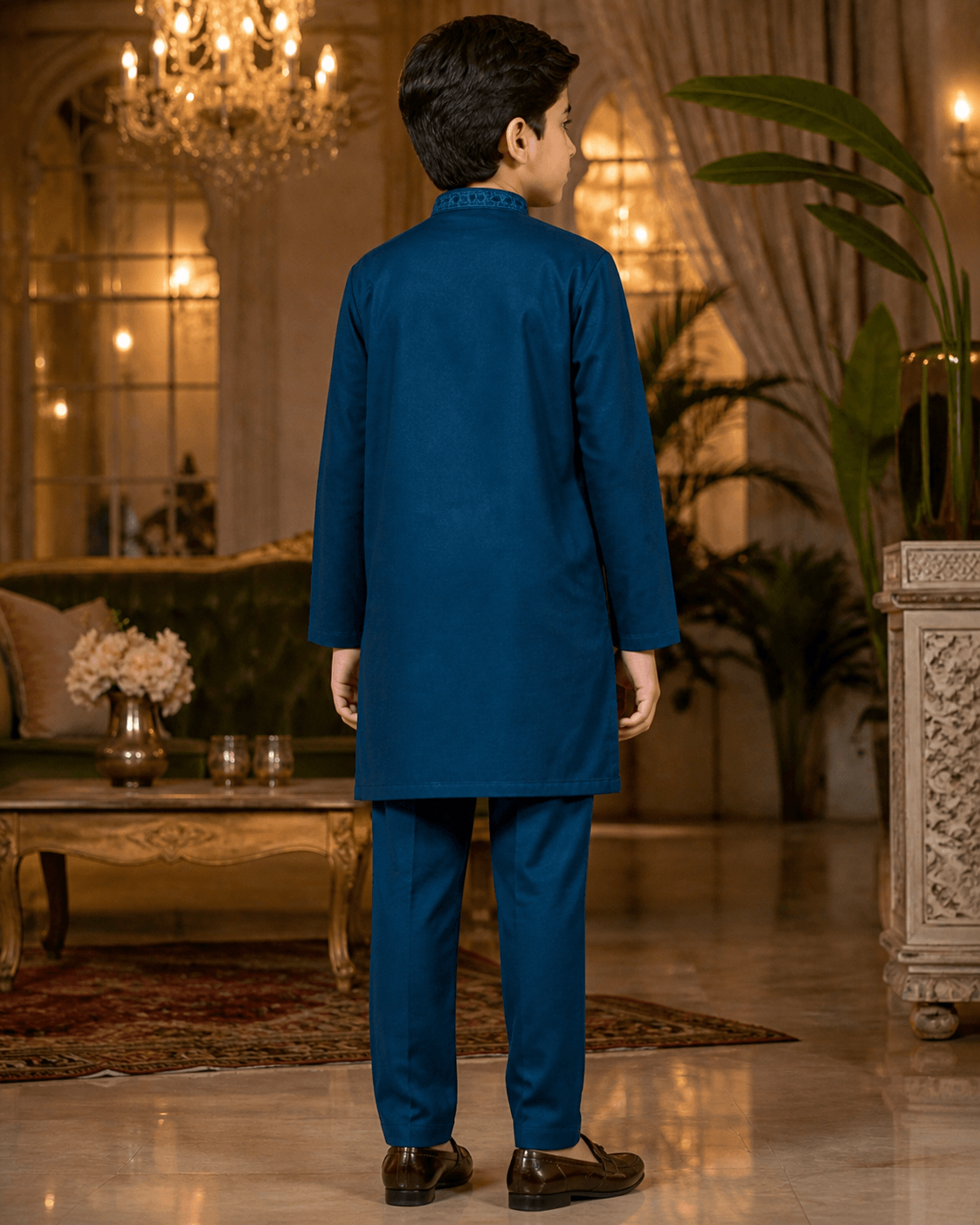 Premium Royal Blue Kurta Trouser Set for boys