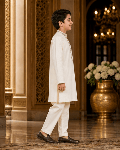 Classic Ivory Boys Kurta Shalwar Set