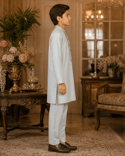Premium Ice Grey Kurta Trouser Set for boys