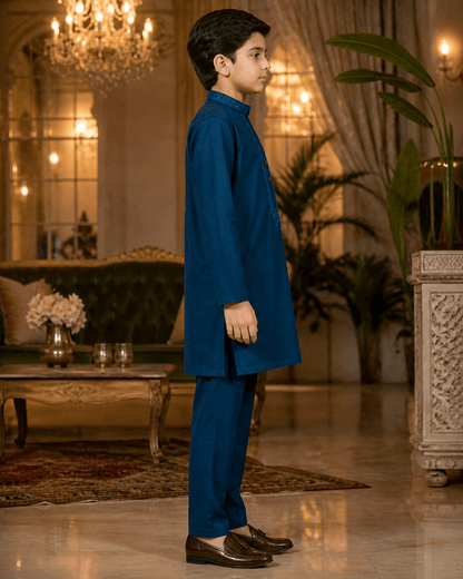 Premium Royal Blue Kurta Trouser Set for boys