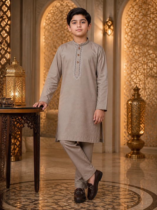 Premium Coriander Kurta Trouser Set For boys