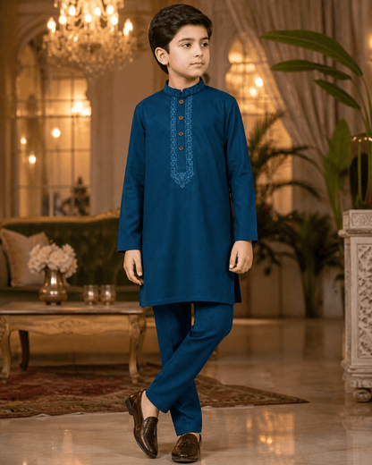 Premium Royal Blue Kurta Trouser Set for boys