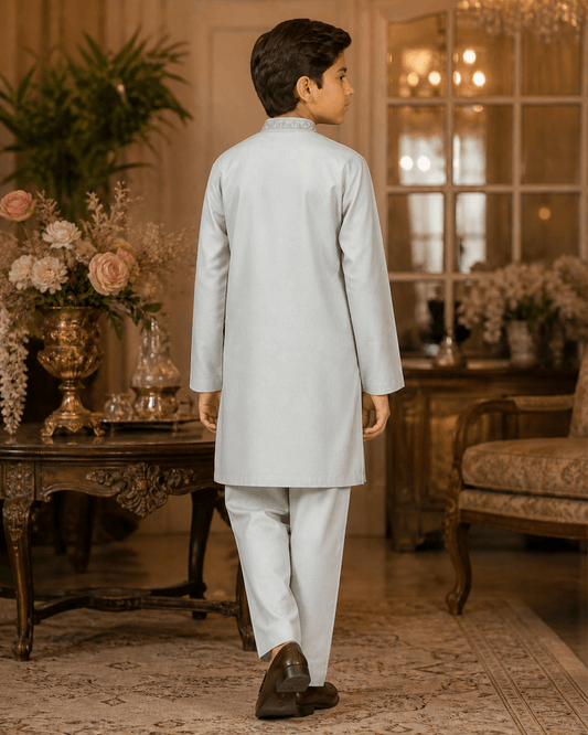 Premium Ice Grey Kurta Trouser Set for boys